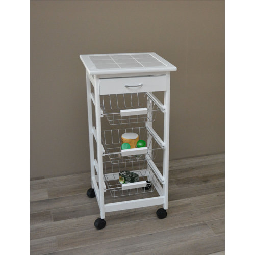 Brambly Cottage Küchenwagen Django mit Fliesenplatte | Wayfair.de